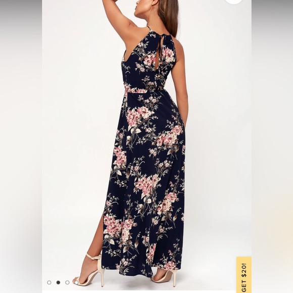 Lulu’s Feel the Music Midnight Blue Floral Print Maxi Dress Size Small NWOT - Picture 3 of 15